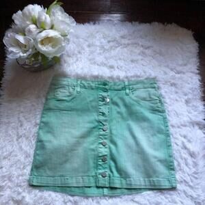 Wash Lab Mint Green Denim Skirt - Stylish & Comfortable - Size 30